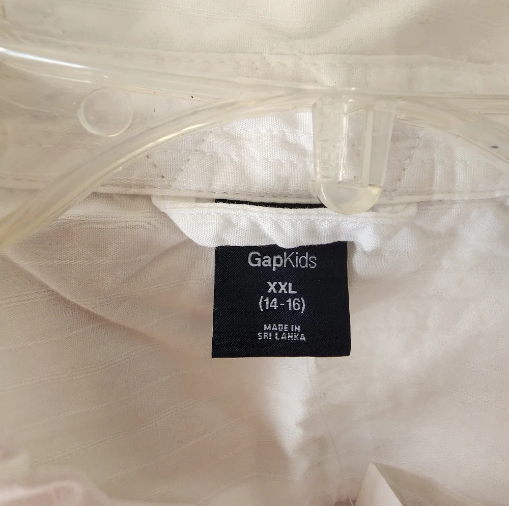 NWT GAP Boy's White Short Sleeve Dress Shirt Size XXL (14-16)